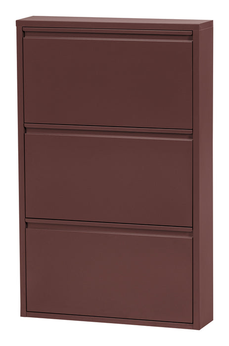 WOOOD Schoenenkast Sabine 3-vaks, 103 x 66cm - Bordeauxrood