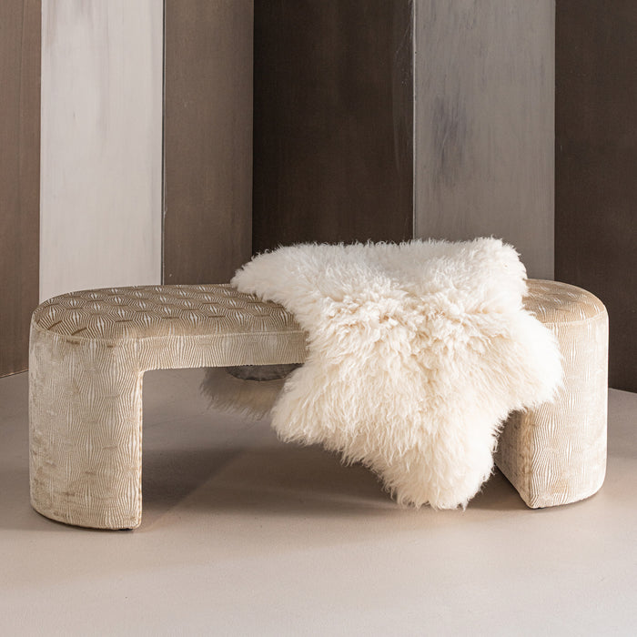 WOOOD Eetkamerbank Jacob Dessin stof, 130cm - Naturel