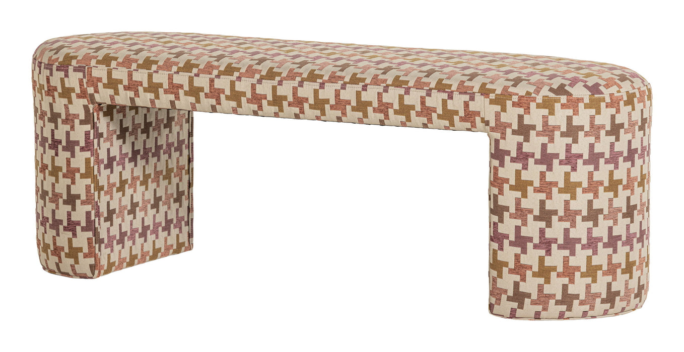 WOOOD Eetkamerbank Jacob Pied-de-poule dessin, 130cm - Roze