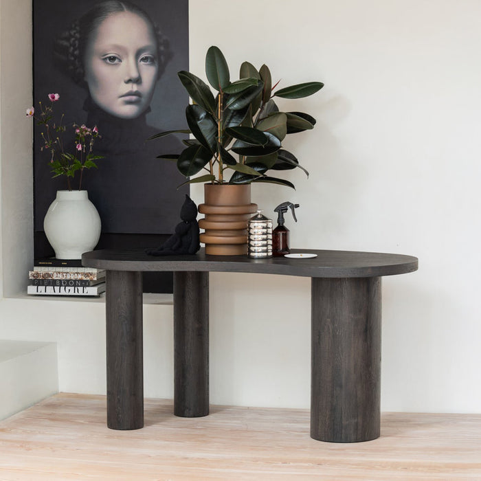 WOOOD Organisch Bureau / Sidetable Maan MDF 150cm - donkerbruin - ThatLyfeStyle