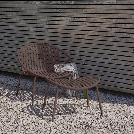 WOOOD Outdoor Loungestoel Bruce Set met hocker - Paars/Bruin - ThatLyfeStyle