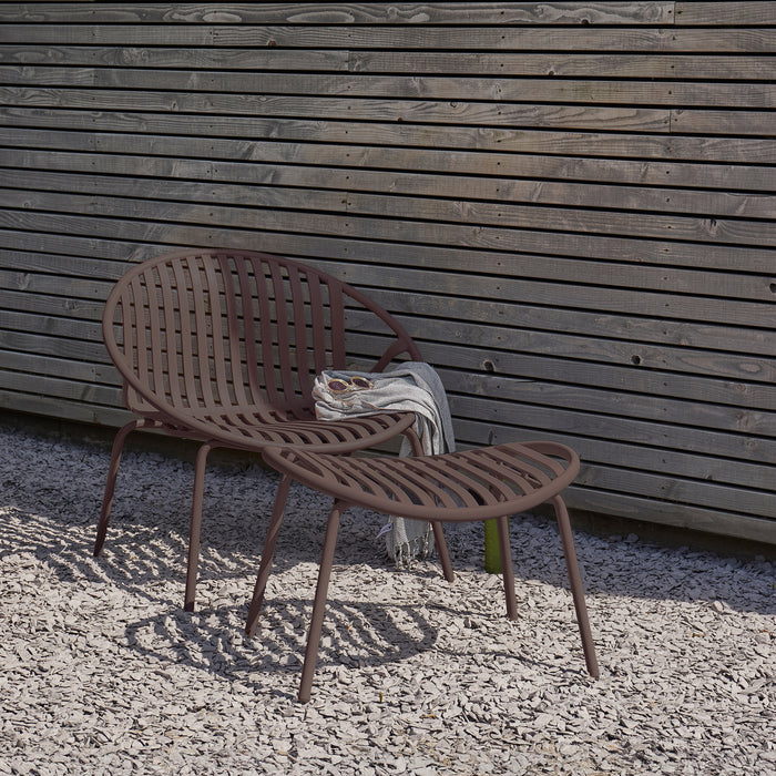 WOOOD Outdoor Loungestoel Bruce Set met hocker - Paars/Bruin - ThatLyfeStyle