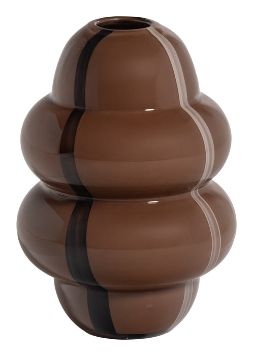 WOOOD Vaas Kency Glas, 32cm - Donkerbruin