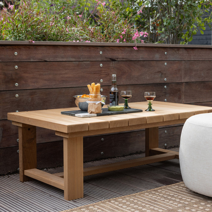 WOOOD Outdoor Salontafel Banco Hout, 122 x 68cm - Naturel - ThatLyfeStyle