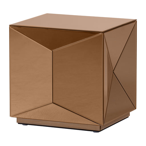 WOOOD Bijzettafel Glintz MDF en spiegelglas, 40 x 40cm - Bruin - Vierkant - ThatLyfeStyle