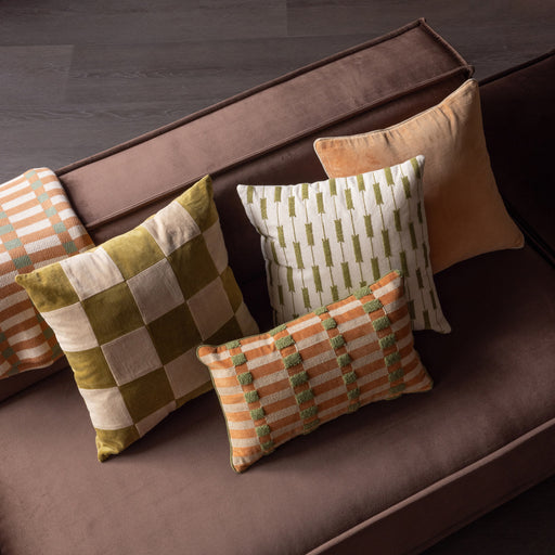 WOOOD Kussen Vola Set van 4 stuks - Groen/Oranje - ThatLyfeStyle