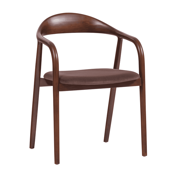 WOOOD Eetkamerstoel Bran Velvet en beukenhout - Bruin - ThatLyfeStyle