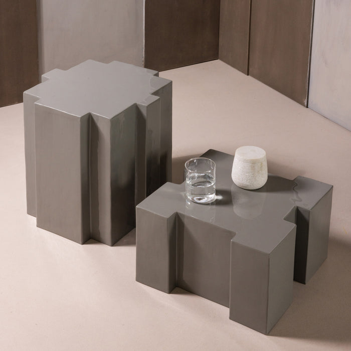 WOOOD Bijzettafel Jasmir Set van 2 stuks - Grijs