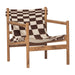 WOOOD Fauteuil Zano Kelim stof en acaciahout - Bruin - ThatLyfeStyle