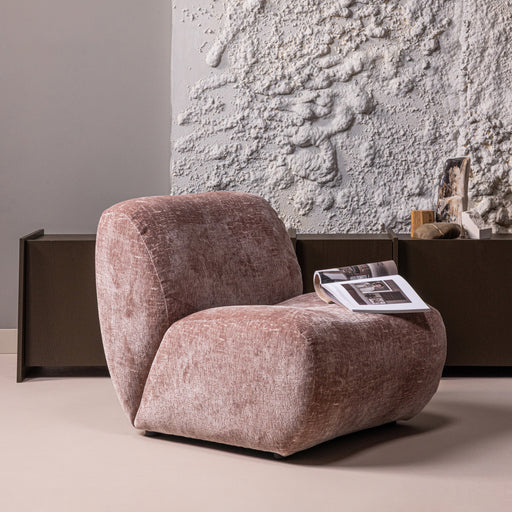 WOOOD Fauteuil Nomu Craquele velvet - Lichtroze - ThatLyfeStyle