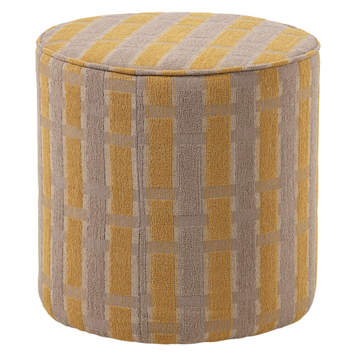 WOOOD Poef Sarli 46cm hoog, Chenille - Taupe/Geel - ThatLyfeStyle