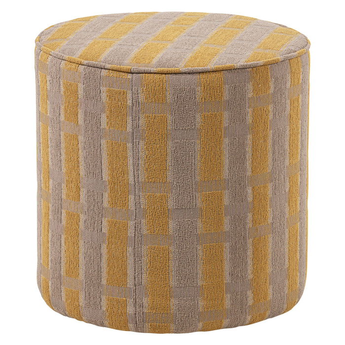 WOOOD Poef Sarli 46cm hoog, Chenille - Taupe/Geel - ThatLyfeStyle