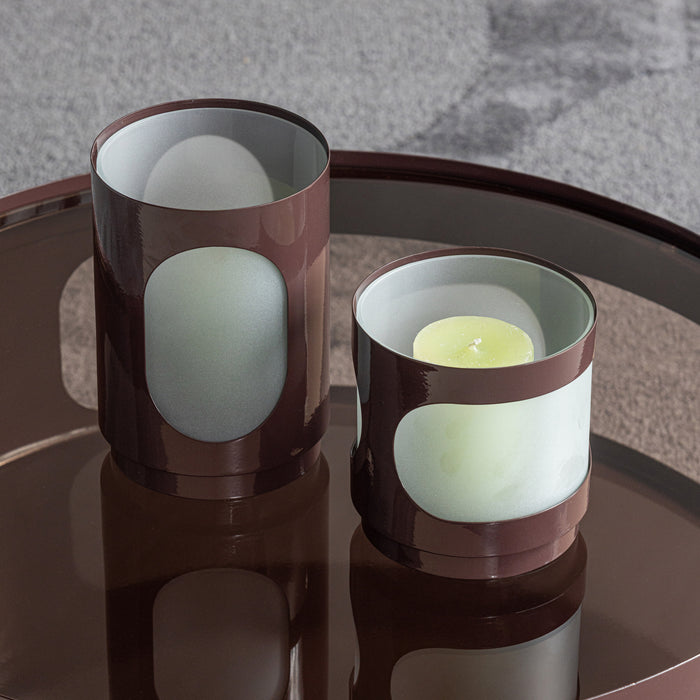 WOOOD Windlicht Tavo Set van 2 stuks - Bruin