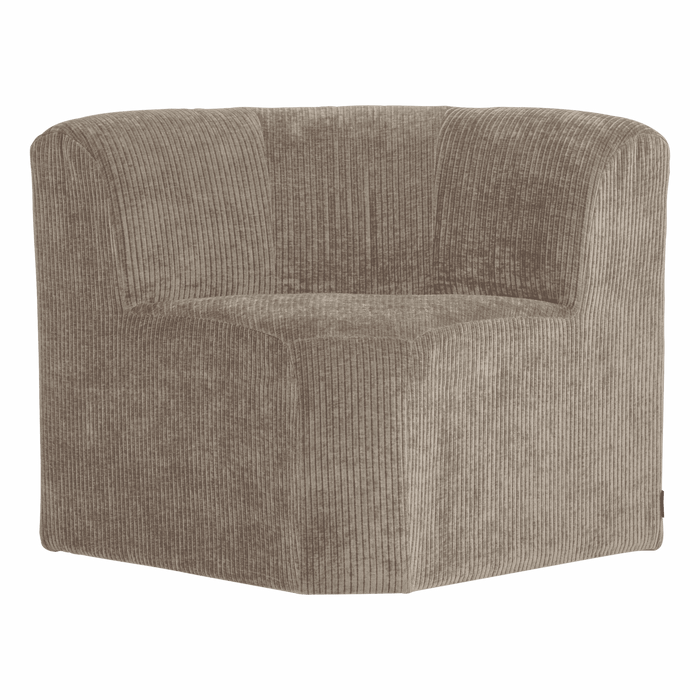 WOOOD Modulaire Eetkamerbank Mojo Base Rib, Hoek 80cm - Donker Zand
