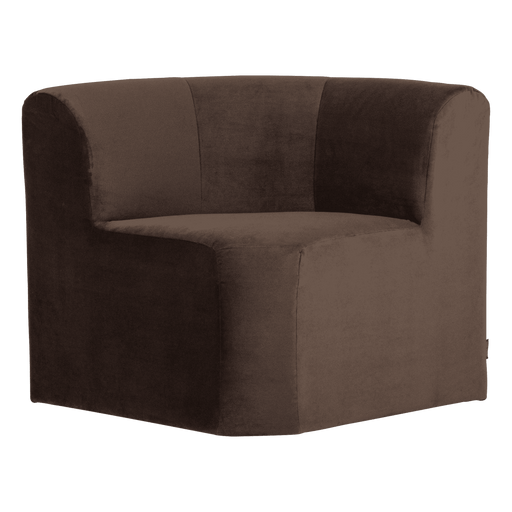 WOOOD Modulaire Eetkamerbank Mojo Base Velvet, Hoek 80cm - Donkerbruin