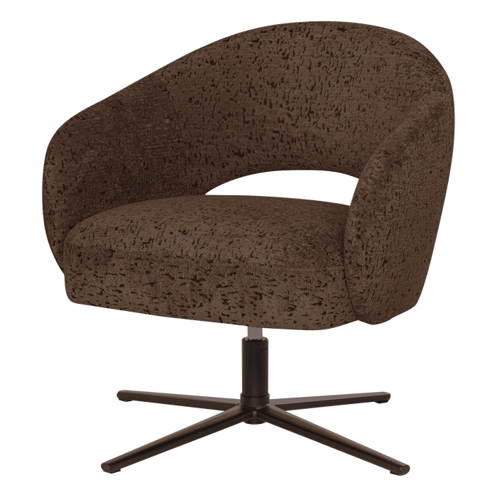 WOOOD Draaifauteuil Pico Structure Velvet - Bruin
