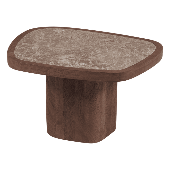 WOOOD Organische Salontafel Granu Marmer & Mangohout, 70 x 60cm - Bruin