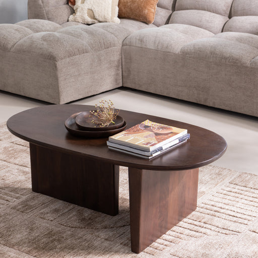 WOOOD Ovale Salontafel Seam Mangohout, 110 x 60cm - Walnoot - Ovaal - ThatLyfeStyle