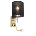 Art Deco wandlamp goud katoenen zwarte kap - Stacca