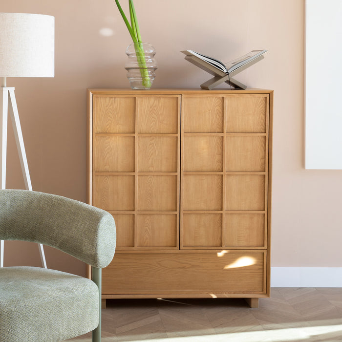 Zuiver Opbergkast Raster Essenhout, 120 x 100cm - Naturel - ThatLyfeStyle