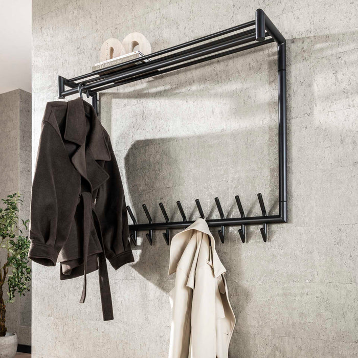 LifestyleFurn Kapstok Carmelo Met 20 haken en plank - Donkergrijs Mat