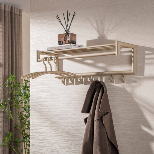 LifestyleFurn Kapstok Letica Met 10 haken en plank - Beige