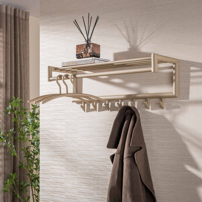 LifestyleFurn Kapstok Letica Met 10 haken en plank - Beige