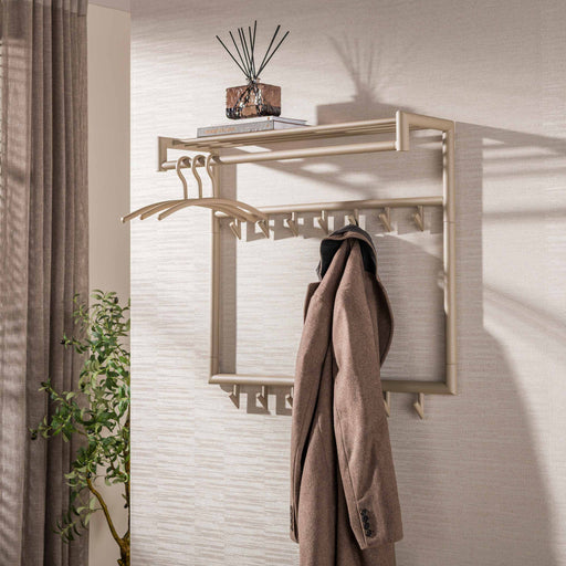 LifestyleFurn Kapstok Letica met 20 haken en plank - Beige