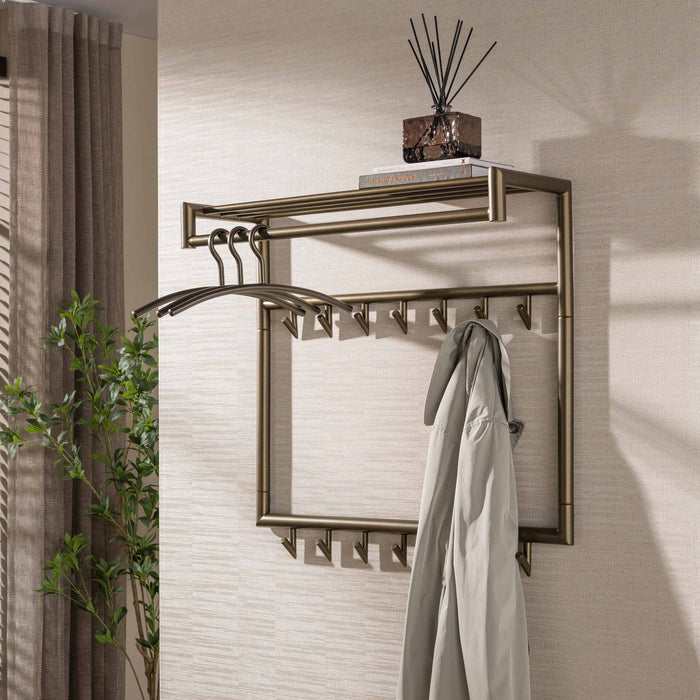 LifestyleFurn Kapstok Letica Met 2x7 haken en plank - Drift Brown