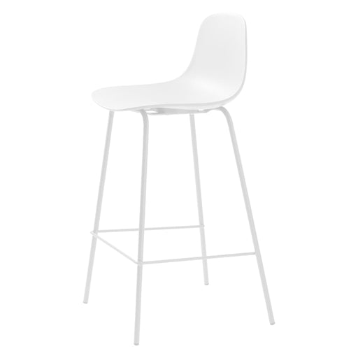 Set van 2 - Nest of Nora Barstoelen met rugleuning Zoey - Metalen frame - Wit