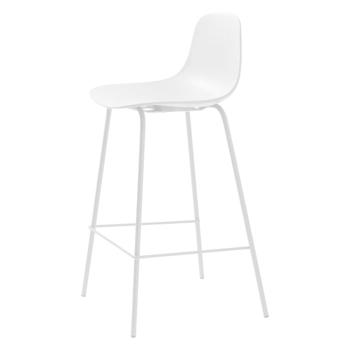 Set van 2 - Nest of Nora Barstoelen met rugleuning Zoey - Metalen frame - Wit