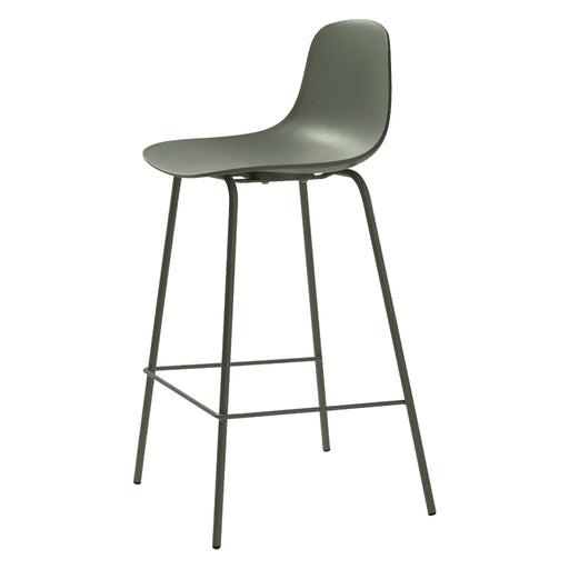 Set van 2 - Nest of Nora Barstoelen met rugleuning Zoey - Metalen frame - Olijfgroen
