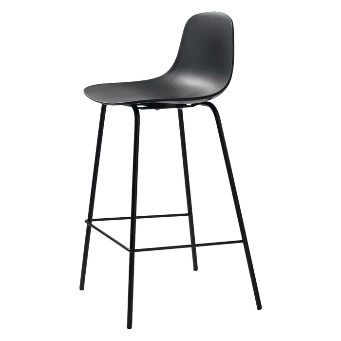 Set van 2 - Nest of Nora Barstoelen met rugleuning Zoey - Metalen frame - Zwart