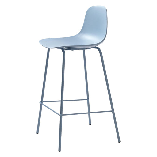 Set van 2 - Nest of Nora Barstoelen met rugleuning Zoey - Metalen frame - Blauw