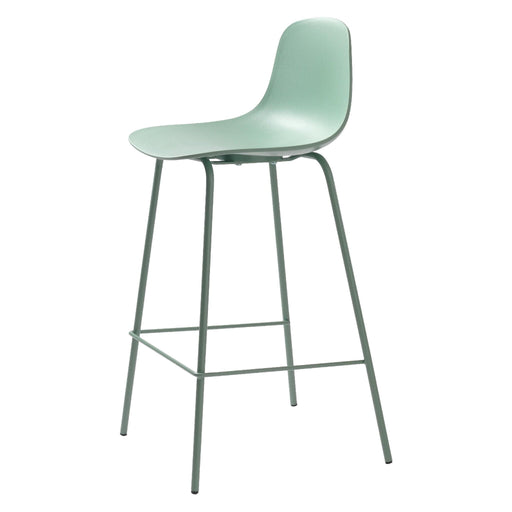 Set van 2 - Nest of Nora Barstoelen met rugleuning Zoey - Metalen frame - Groen