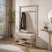 LifestyleFurn Staande Kapstok Karalynn Met 11 haken en bankje - Beige
