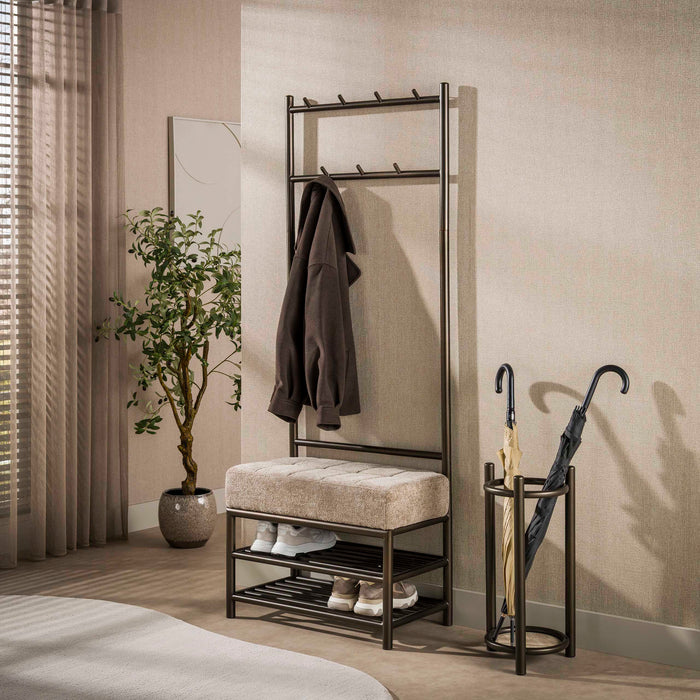 LifestyleFurn Kapstok Karalynn Met bankje en 7 haken, metaal - brons