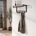 LifestyleFurn Kapstok Markita Staal en travertinlook, Met 2x 5 haken en hoedenplank - Drift Brown