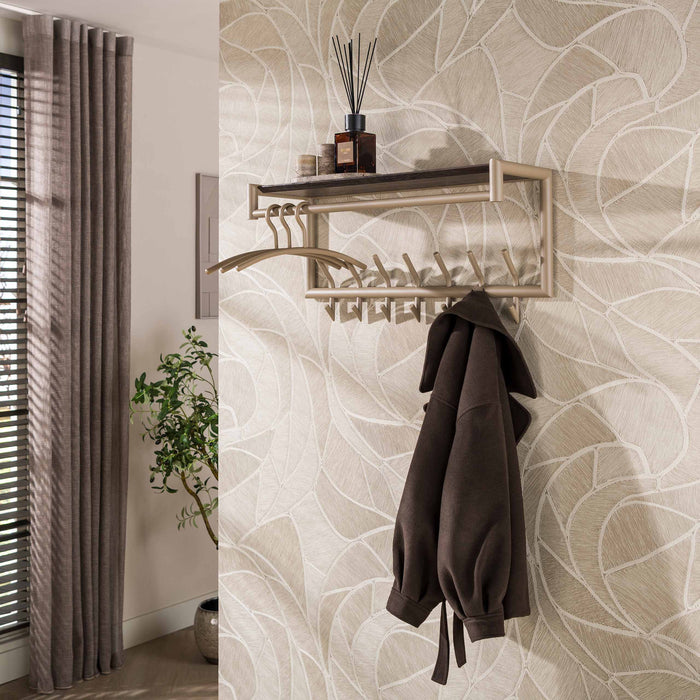 LifestyleFurn Kapstok Markita Met 2x7 haken en hoedenplank - Beige