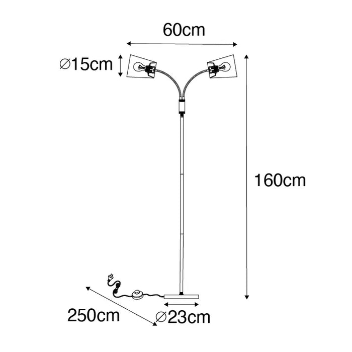 Moderne vloerlamp zwart 2-lichts - Carmen - ThatLyfeStyle