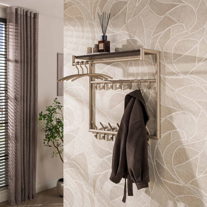LifestyleFurn Kapstok Markita met 3x7 haken en hoedenplank - Beige