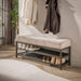 LifestyleFurn Halbankje Markita met schoenenrek 125 cm - Drift Brown