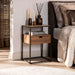 LifestyleFurn Nachtkastje Thom Travertin- en eikenlook, Met 1 lade - Bruin - ThatLyfeStyle