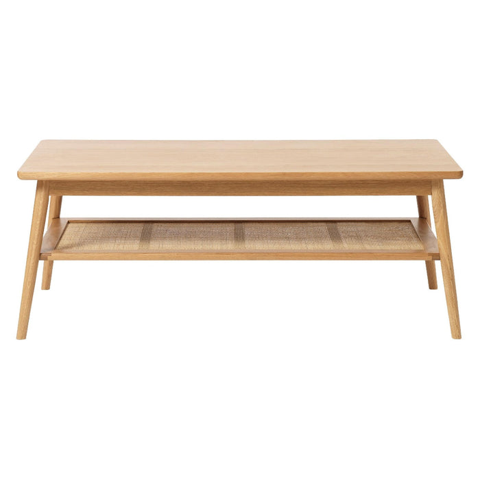 Nest of Nora Rechthoekige Salontafel Enli - met rotan legplank - Eiken - Naturel