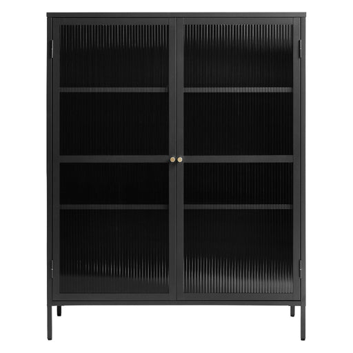 Nest of Nora Metalen vitrinekast Leni met glazen deuren - 140 cm - Zwart