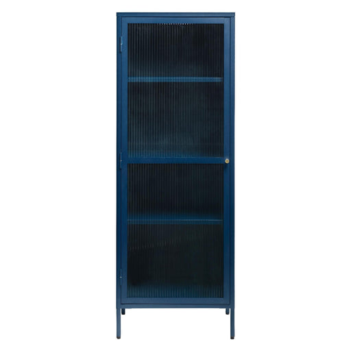 Nest of Nora Metalen vitrinekast met ribbelglas - Leni - Smal - Blauw