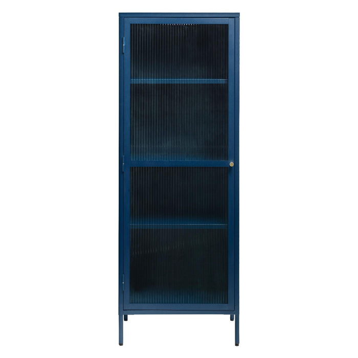 Nest of Nora Metalen vitrinekast met ribbelglas - Leni - Smal - Blauw
