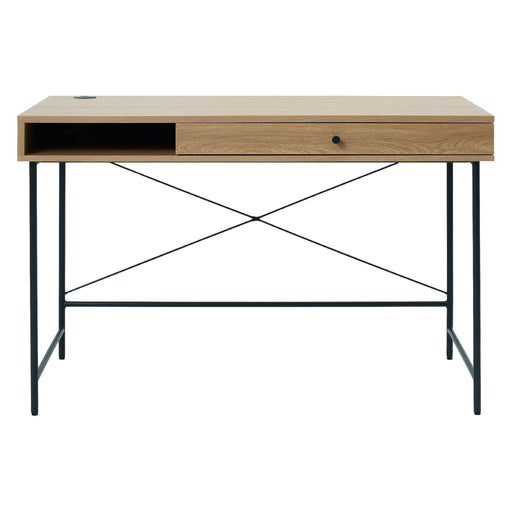 Nest of Nora Bureau Hilda - 120x60 met lade - Houten blad en zwart stalen onderstel - Naturel
