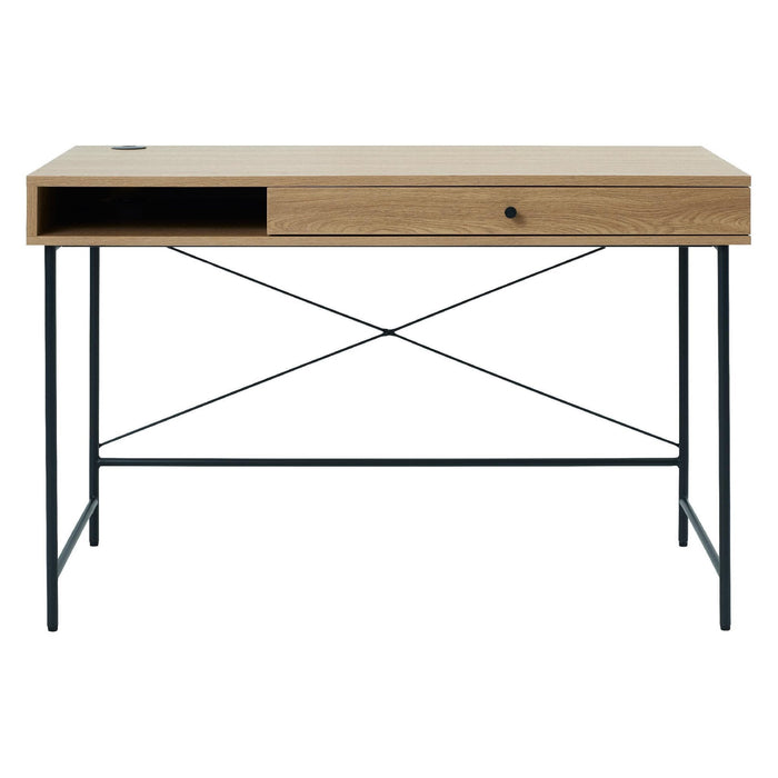 Nest of Nora Bureau Hilda - 120x60 met lade - Houten blad en zwart stalen onderstel - Naturel