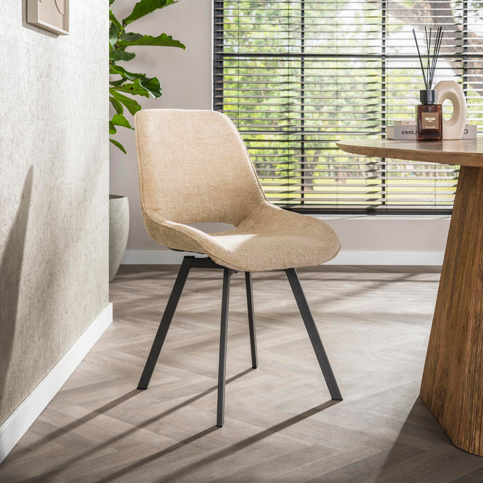 LifestyleFurn Draaibare Eetkamerstoel Jovanni Chenille - Zand
